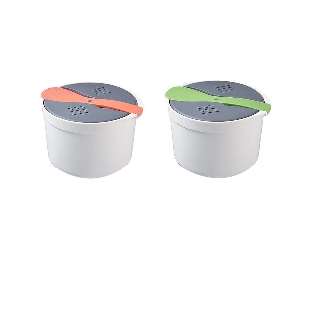 Cuiseur à riz pour four à micro-ondes, récipient alimentaire multifonctionnel, marmite à vapeur à deux couches pour la maison, boîte à déjeuner de Restaurant 2L