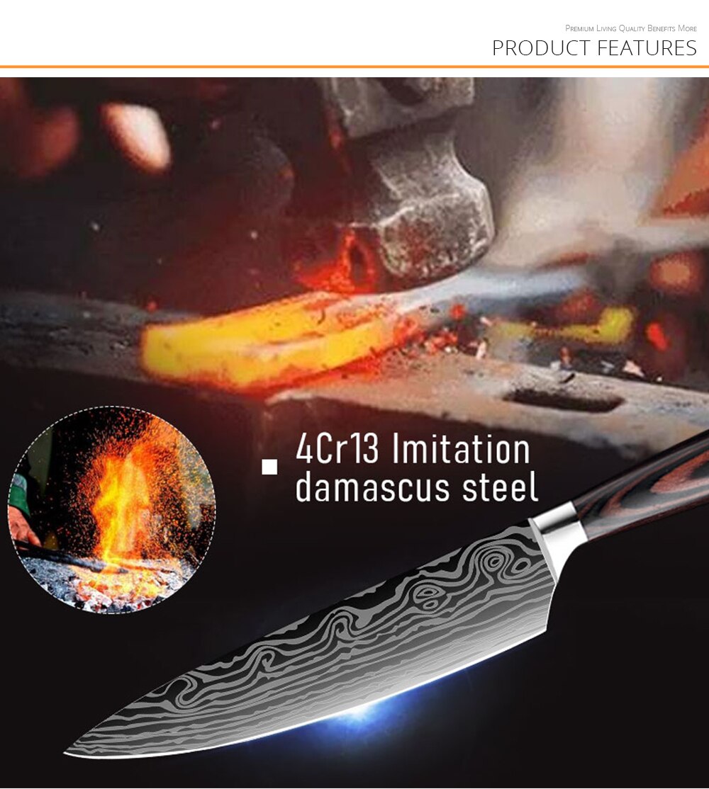 DEKO ensemble de couteaux de cuisine désossage professionnel Chef couteaux pointu acier inoxydable damas japonais 7CR17 440C haute teneur en carbone DEKO ensemble de couteaux de cuisine désossage professionnel Chef couteaux pointu acier inoxydable damas japonais 7CR17 440C haute teneur en carbone