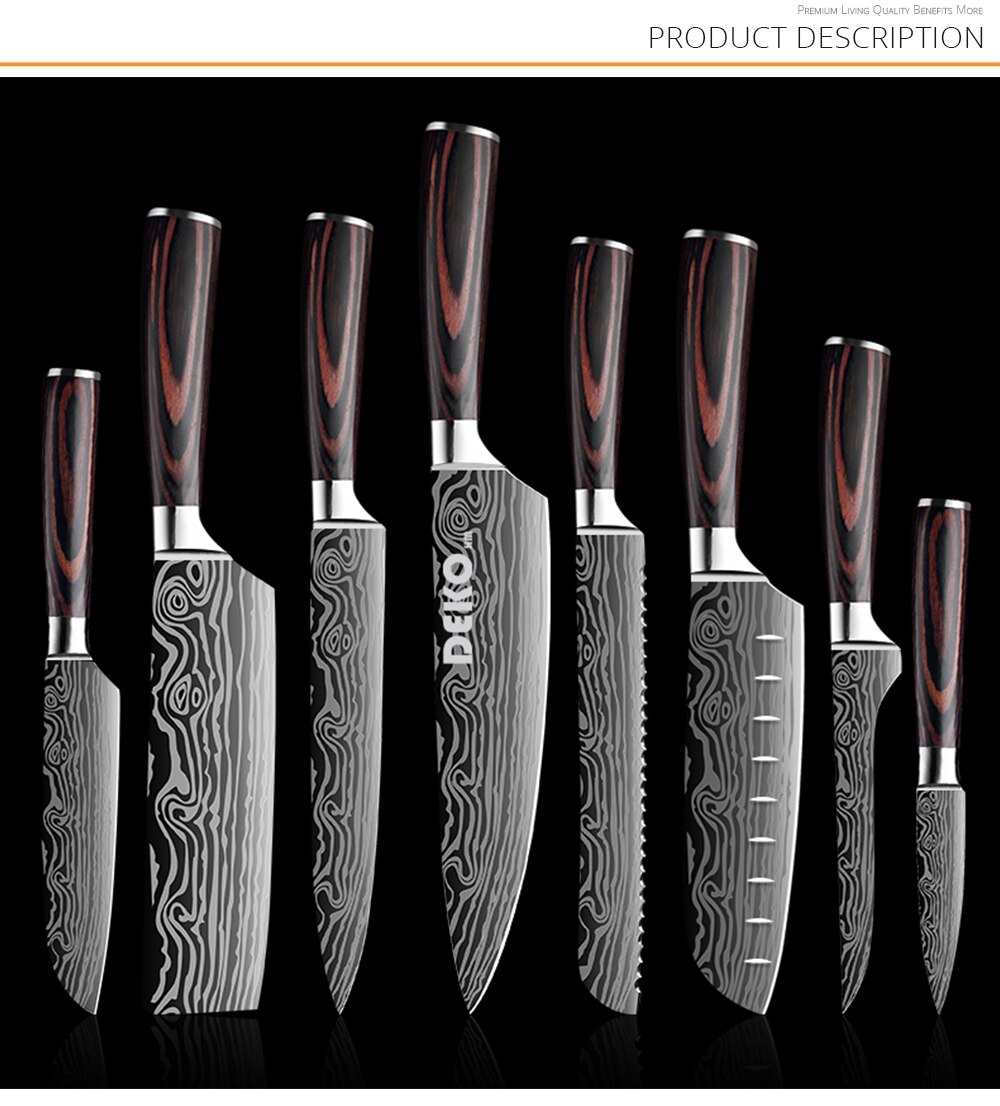 DEKO ensemble de couteaux de cuisine désossage professionnel Chef couteaux pointu acier inoxydable damas japonais 7CR17 440C haute teneur en carbone DEKO ensemble de couteaux de cuisine désossage professionnel Chef couteaux pointu acier inoxydable damas japonais 7CR17 440C haute teneur en carbone