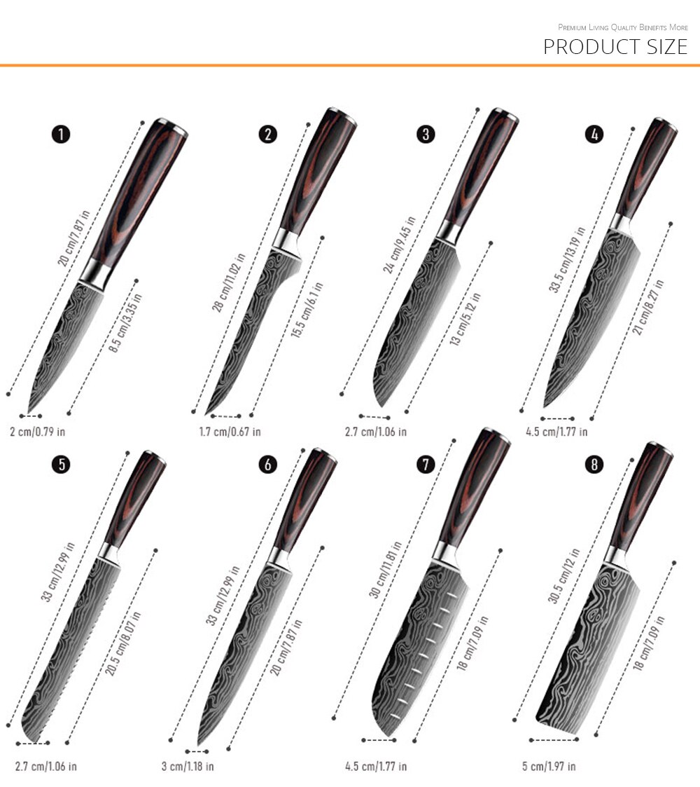 DEKO ensemble de couteaux de cuisine désossage professionnel Chef couteaux pointu acier inoxydable damas japonais 7CR17 440C haute teneur en carbone DEKO ensemble de couteaux de cuisine désossage professionnel Chef couteaux pointu acier inoxydable damas japonais 7CR17 440C haute teneur en carbone