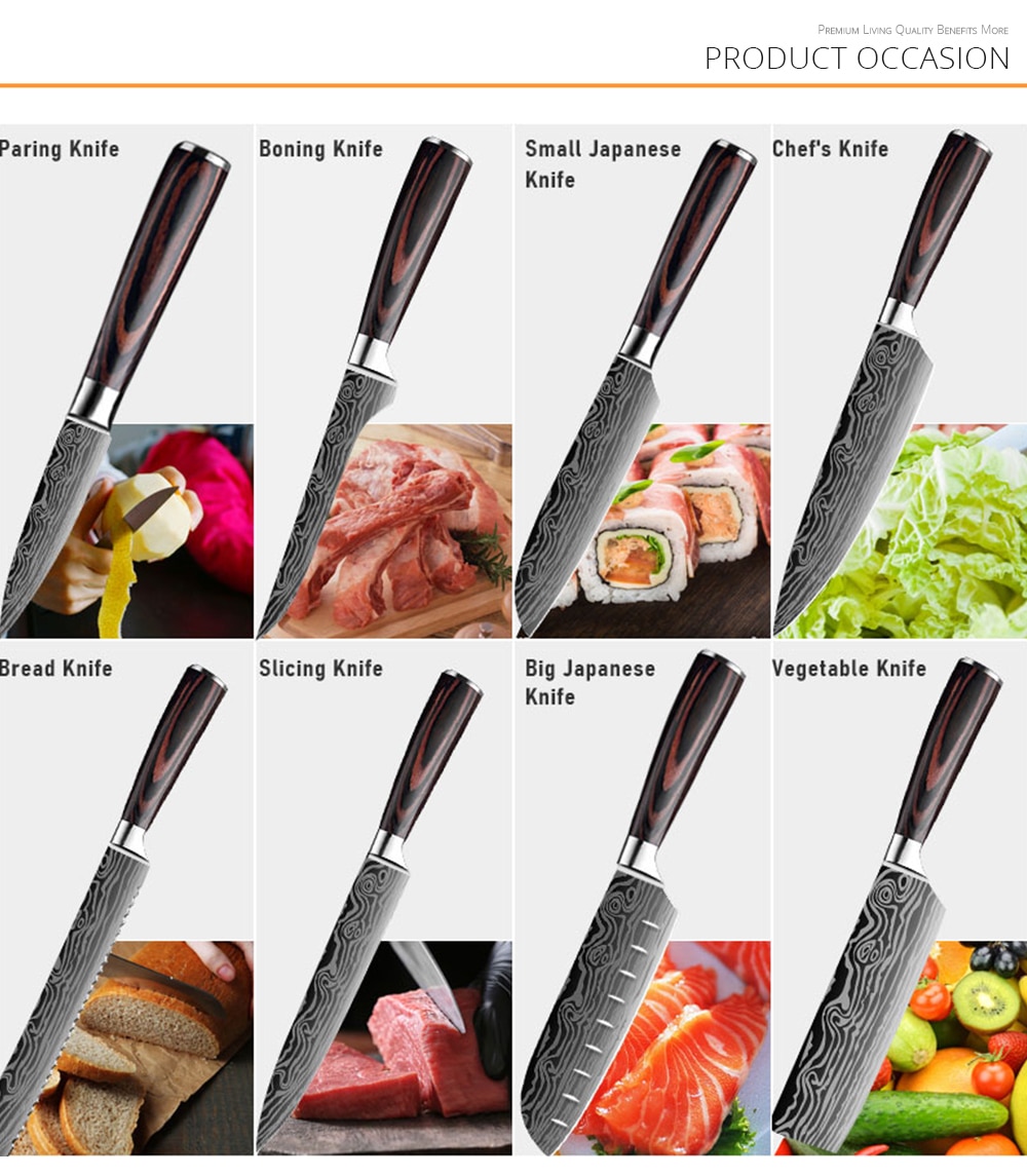 DEKO ensemble de couteaux de cuisine désossage professionnel Chef couteaux pointu acier inoxydable damas japonais 7CR17 440C haute teneur en carbone DEKO ensemble de couteaux de cuisine désossage professionnel Chef couteaux pointu acier inoxydable damas japonais 7CR17 440C haute teneur en carbone