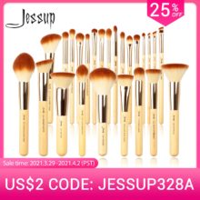 Jessup Pinceaux de maquillage professionnels en bambou Beauté Pinceaux de maquillage Poudre de fond de teint Fards à joues Ombre à paupières Outils Cosmétiques 25pcs