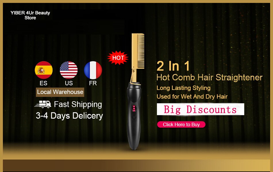 Lisseur électrique 2 en 1, peigne chauffant, fer à friser, pour cheveux secs ou humides