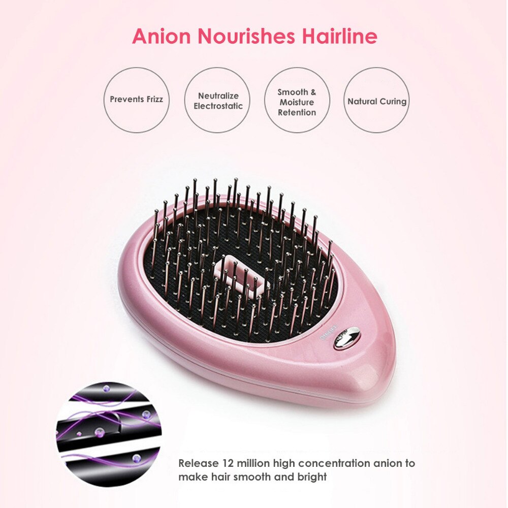 Peigne ionique Portable brosse à cheveux Massage antistatique peigne à ions négatifs Mini peigne lisseur de cheveux brosse magique peigne de coiffure