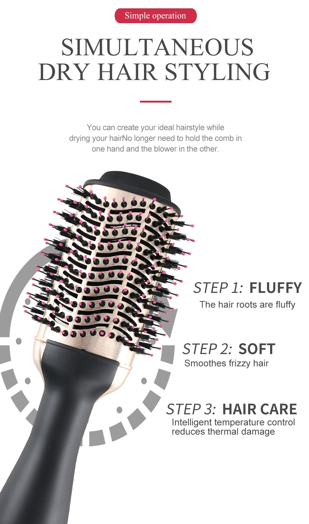 LISAPRO livraison directe noir doré brosse sèche-cheveux multifonctions outils de coiffure cheveux Strightner et bigoudi sèche-cheveux LISAPRO livraison directe noir doré brosse sèche-cheveux multifonctions outils de coiffure cheveux Strightner et bigoudi sèche-cheveux