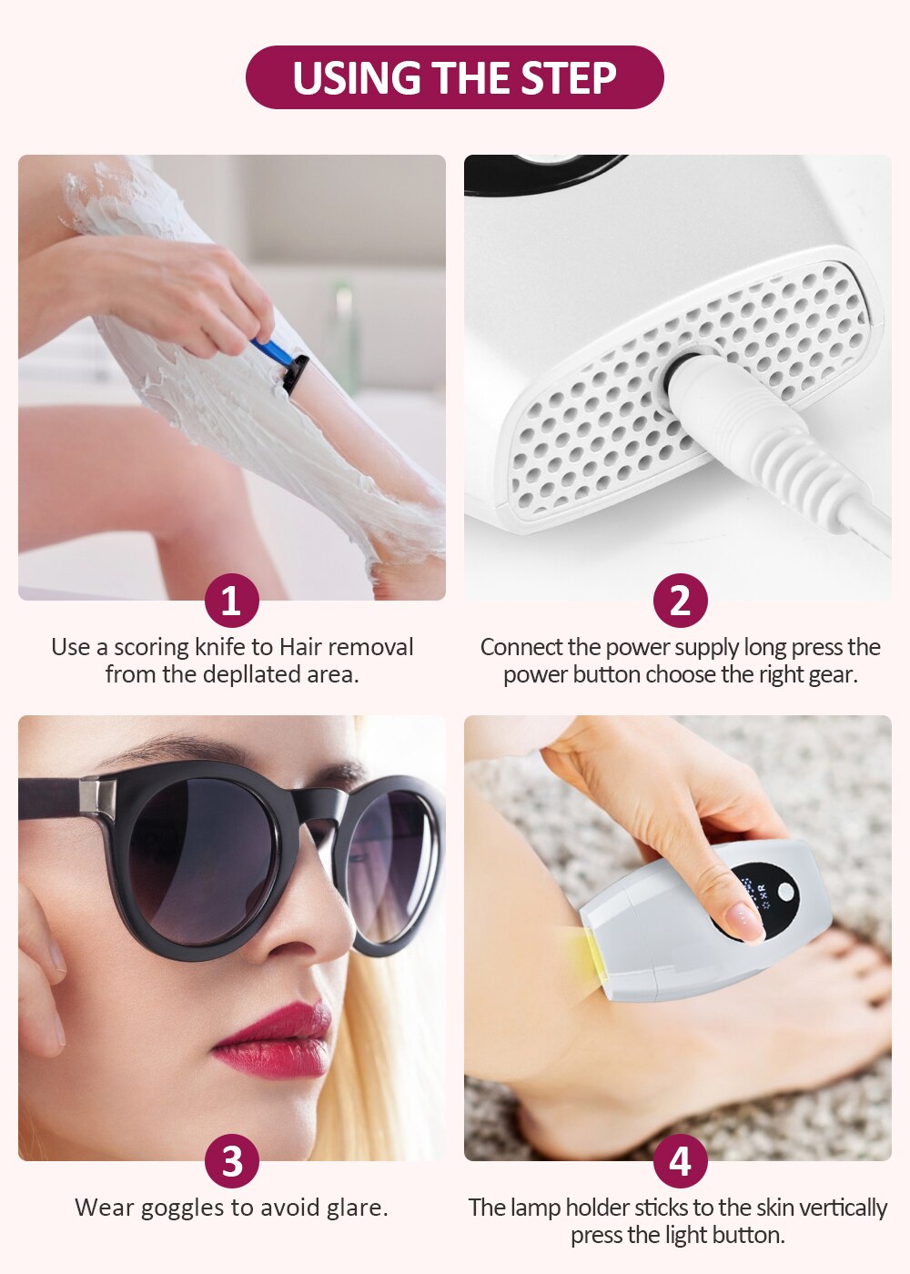 Épilateur permanent à lumière pulsée, 600 000 flashs, indolore, pour femme,système d'épilation laser IPL électrique pour le corps, Épilateur permanent à lumière pulsée, 600 000 flashs, indolore, pour femme,système d'épilation laser IPL électrique pour le corps,