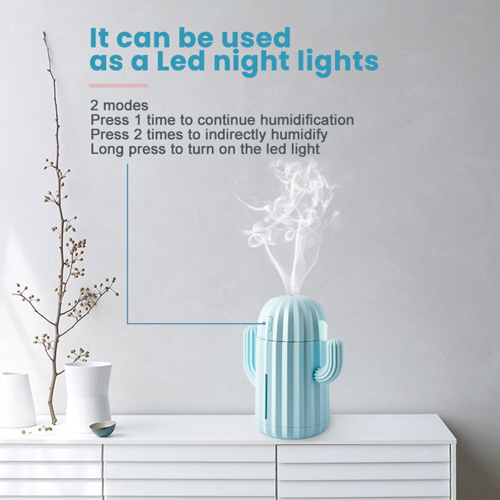 Humidificateur d'air ultrasonique USB, Cactus chronométrage, diffuseur d'huile essentielle d'aromathérapie, brumisateur d'arôme Mini avec lumière Humidificateur d'air ultrasonique USB, Cactus chronométrage, diffuseur d'huile essentielle d'aromathérapie, brumisateur d'arôme Mini avec lumière