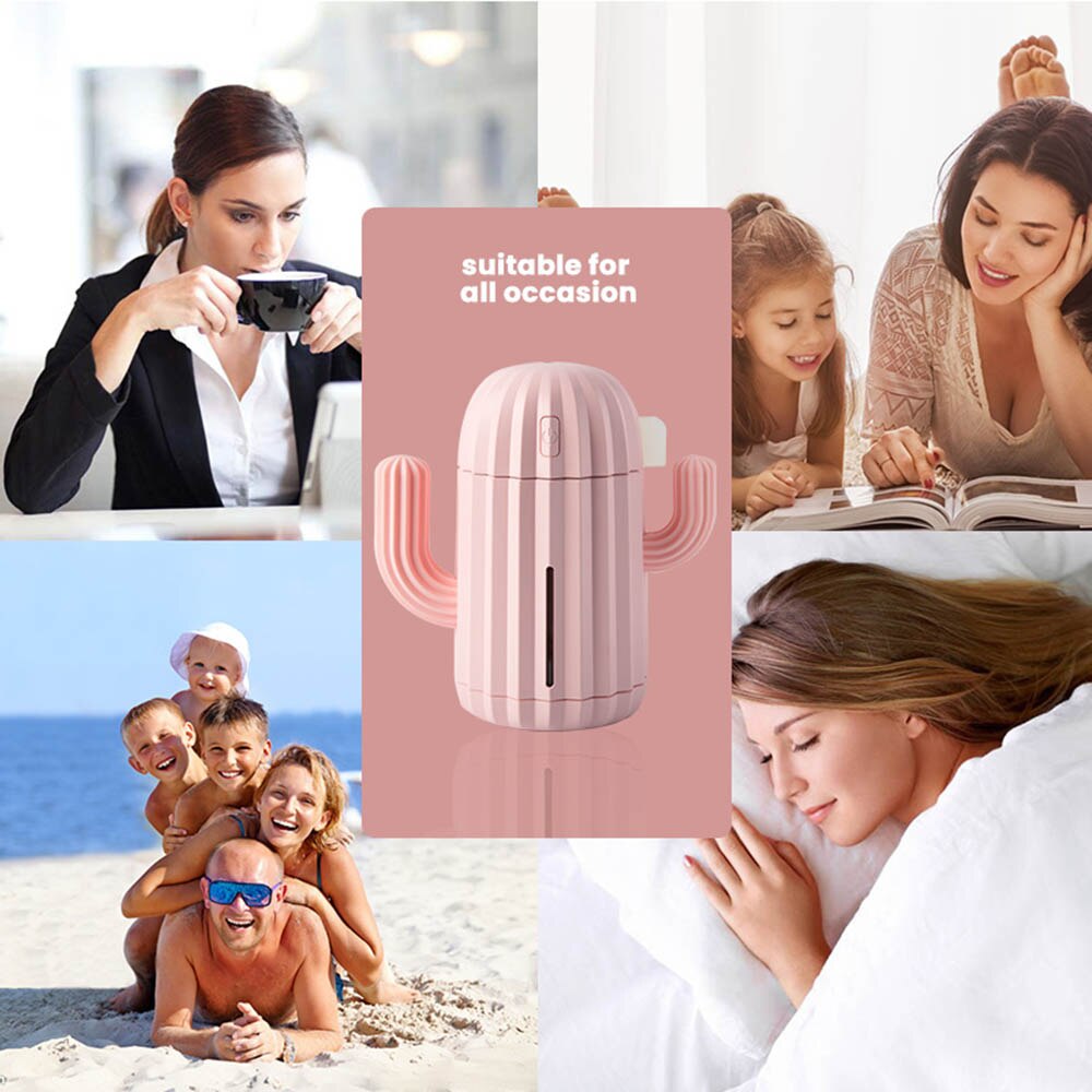 Humidificateur d'air ultrasonique USB, Cactus chronométrage, diffuseur d'huile essentielle d'aromathérapie, brumisateur d'arôme Mini avec lumière Humidificateur d'air ultrasonique USB, Cactus chronométrage, diffuseur d'huile essentielle d'aromathérapie, brumisateur d'arôme Mini avec lumière