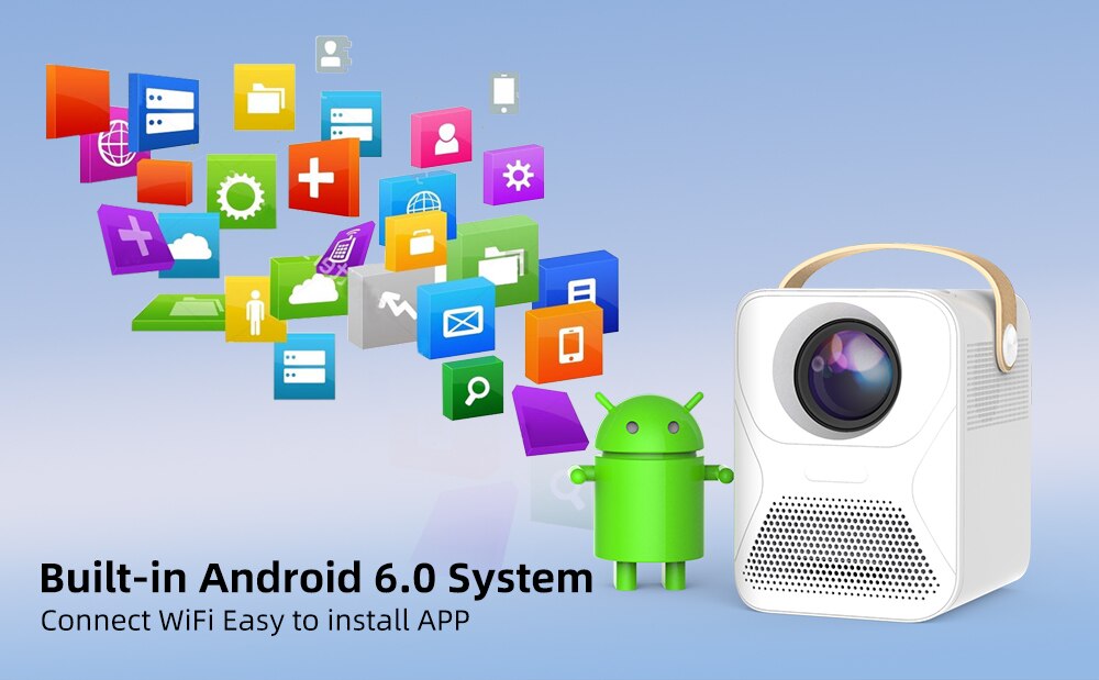 Salange – Mini projecteur Led Full HD P56, wi-fi, 8000mAH, pour télévision, téléphone, film, Compatible Home cinéma, ordinateurs portables, PC, PS4