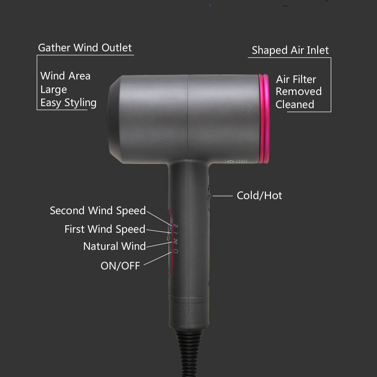 Sèche-cheveux professionnel 2000W 2 en 1 pour salon de coiffure, souffle ionique négatif, vent chaud et froid, appareil à action puissante