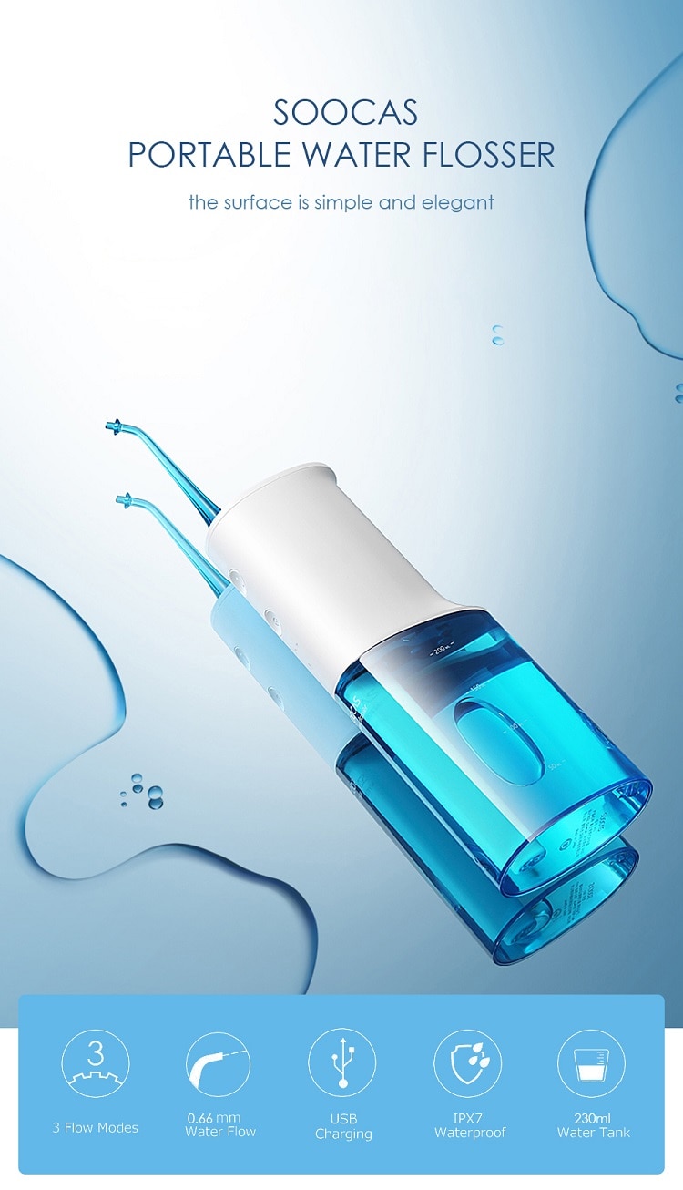 L'irrigateur portatif dentaire de Jet d'eau d'usb de Soocas W3 a Rechargeable l'irrigateur IPX7 pour nettoyer des dents L'irrigateur portatif dentaire de Jet d'eau d'usb de Soocas W3 a Rechargeable l'irrigateur IPX7 pour nettoyer des dents