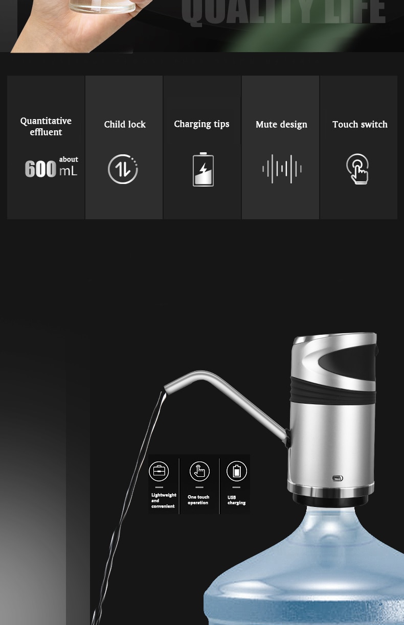 SaengQ – pompe à eau électrique automatique, distributeur avec bouton de charge USB, bouteille de gallons, interrupteur de boisson pour dispositif de pompage d'eau SaengQ – pompe à eau électrique automatique, distributeur avec bouton de charge USB, bouteille de gallons, interrupteur de boisson pour dispositif de pompage d'eau