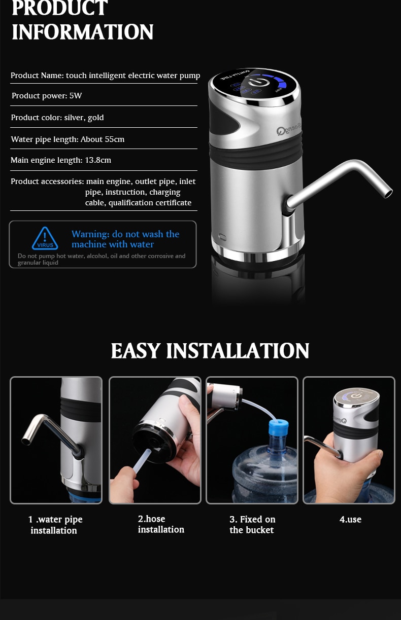 SaengQ – pompe à eau électrique automatique, distributeur avec bouton de charge USB, bouteille de gallons, interrupteur de boisson pour dispositif de pompage d'eau SaengQ – pompe à eau électrique automatique, distributeur avec bouton de charge USB, bouteille de gallons, interrupteur de boisson pour dispositif de pompage d'eau