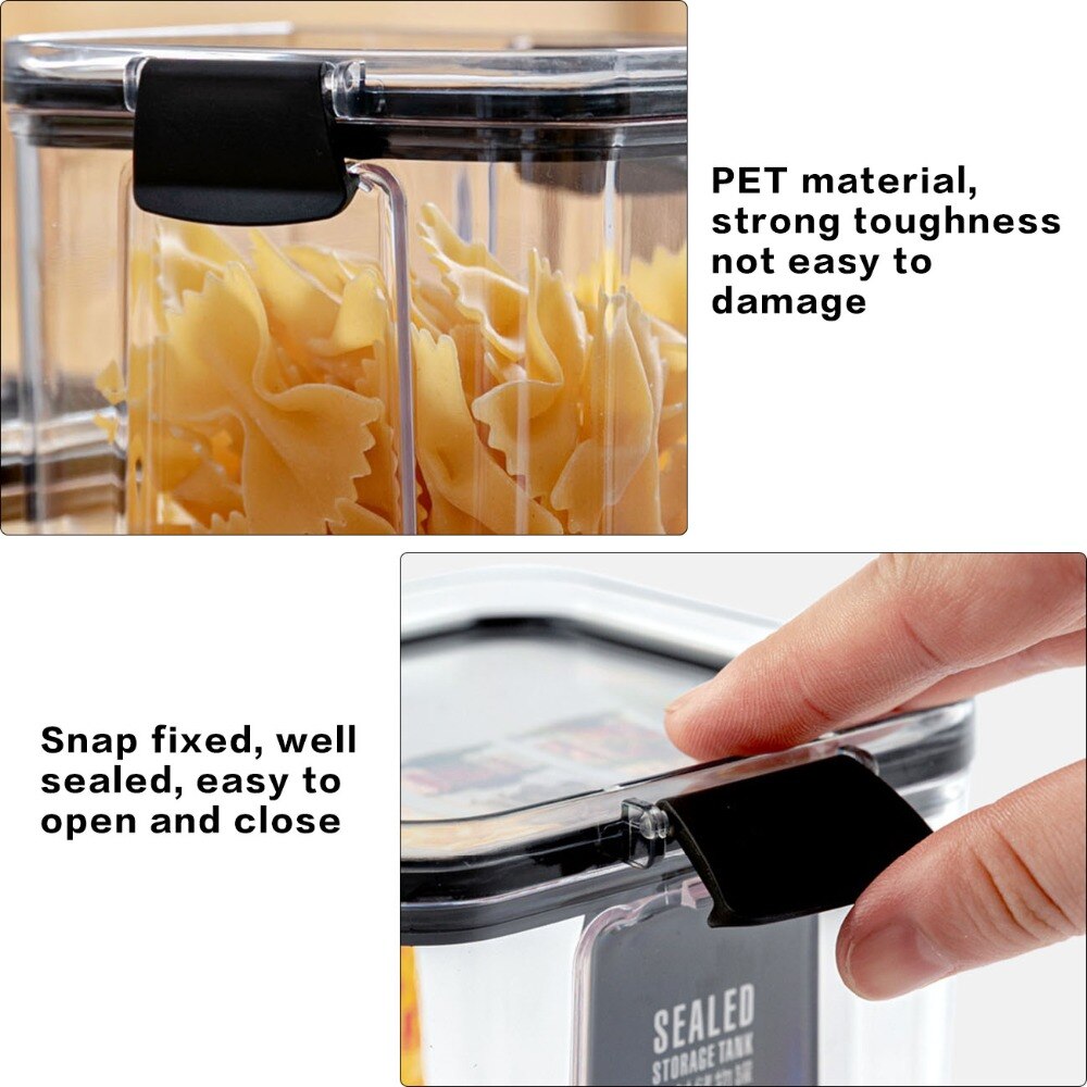 Récipients en plastique pour le stockage de la nourriture dans la cuisine, boîtes de conserve étanches et transparents, rangements pour multi-céréales et nouilles, réfrigérateur, 700/1300/1800ML Récipients en plastique pour le stockage de la nourriture dans la cuisine, boîtes de conserve étanches et transparents, rangements pour multi-céréales et nouilles, réfrigérateur, 700/1300/1800ML