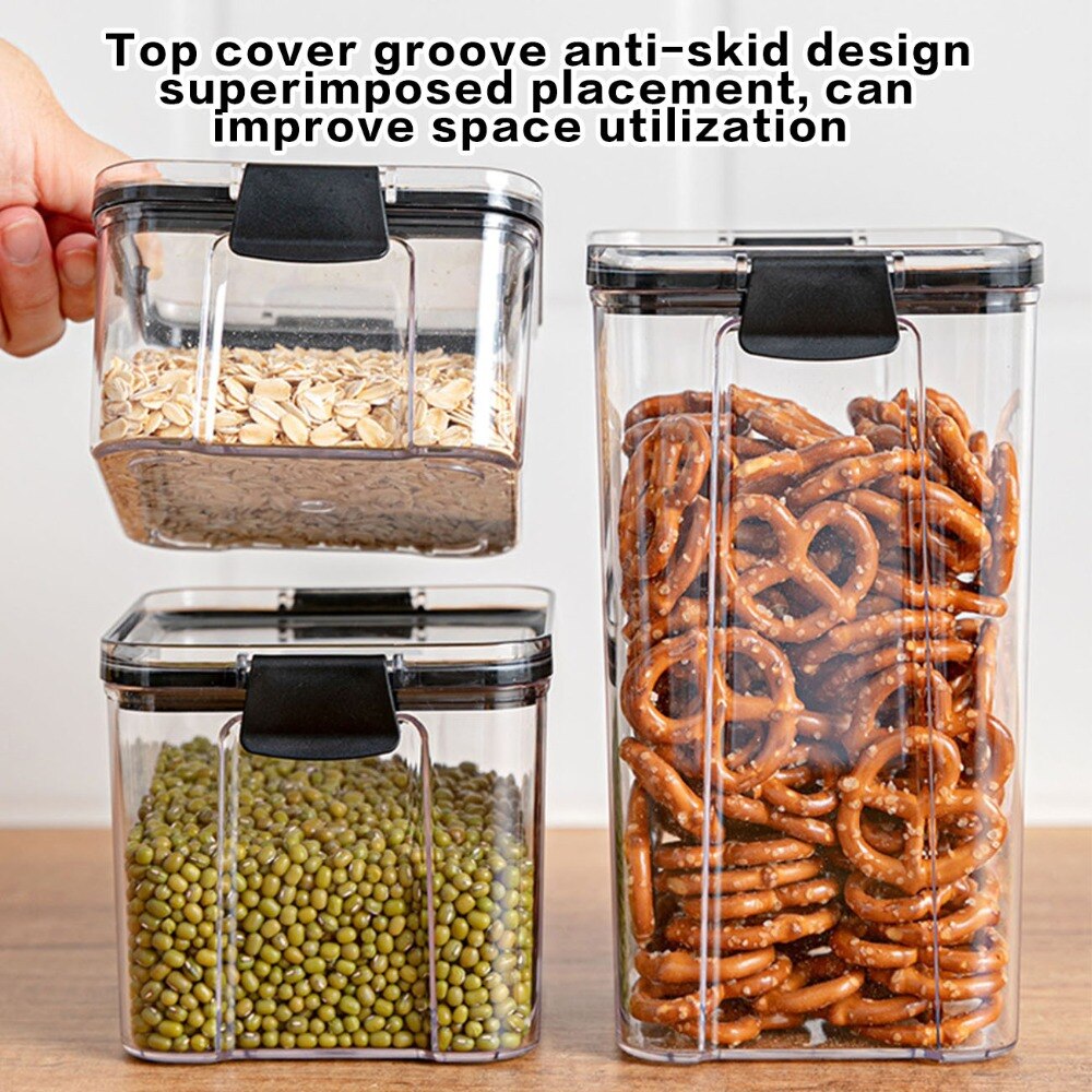 Récipients en plastique pour le stockage de la nourriture dans la cuisine, boîtes de conserve étanches et transparents, rangements pour multi-céréales et nouilles, réfrigérateur, 700/1300/1800ML Récipients en plastique pour le stockage de la nourriture dans la cuisine, boîtes de conserve étanches et transparents, rangements pour multi-céréales et nouilles, réfrigérateur, 700/1300/1800ML