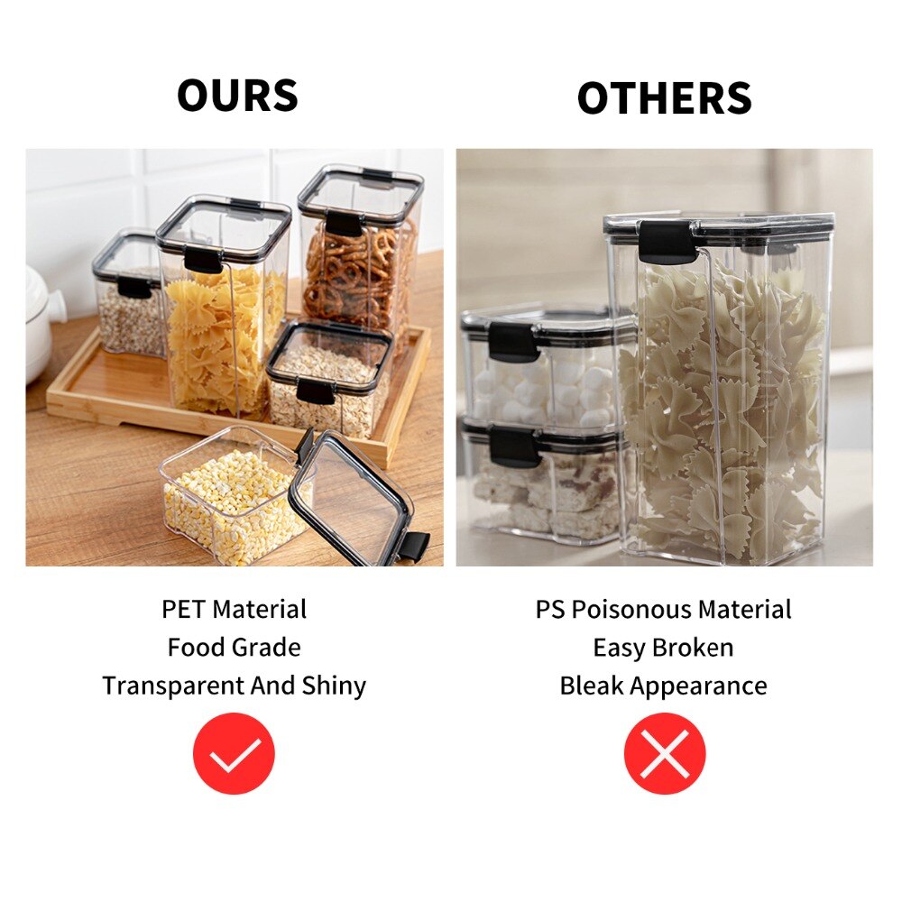 Récipients en plastique pour le stockage de la nourriture dans la cuisine, boîtes de conserve étanches et transparents, rangements pour multi-céréales et nouilles, réfrigérateur, 700/1300/1800ML Récipients en plastique pour le stockage de la nourriture dans la cuisine, boîtes de conserve étanches et transparents, rangements pour multi-céréales et nouilles, réfrigérateur, 700/1300/1800ML