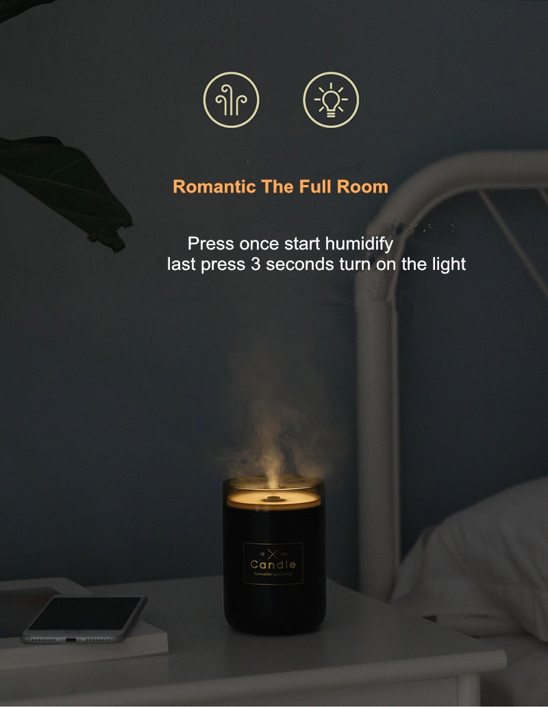 280ML Air Humidifier LED Candle Ultrasonic Cool Mist Essential Oil Diffuser USB Aroma Lamp Car Purifier Fogger Mist Maker 280ML Air Humidifier LED Candle Ultrasonic Cool Mist Essential Oil Diffuser USB Aroma Lamp Car Purifier Fogger Mist Maker