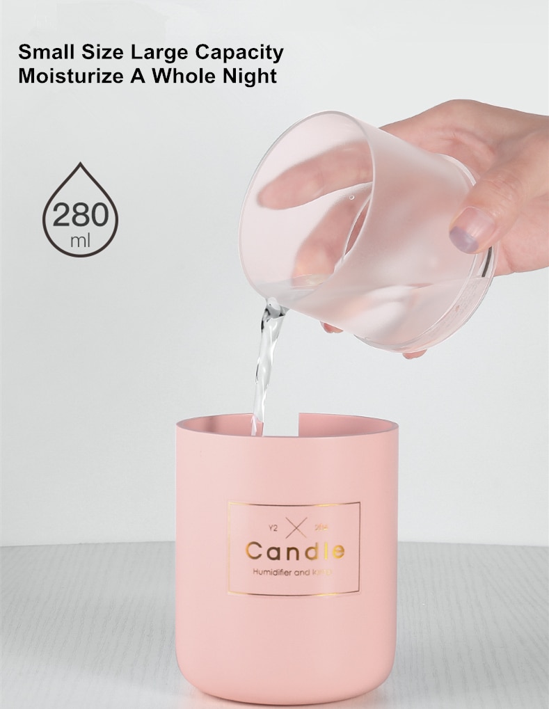 280ML Air Humidifier LED Candle Ultrasonic Cool Mist Essential Oil Diffuser USB Aroma Lamp Car Purifier Fogger Mist Maker 280ML Air Humidifier LED Candle Ultrasonic Cool Mist Essential Oil Diffuser USB Aroma Lamp Car Purifier Fogger Mist Maker
