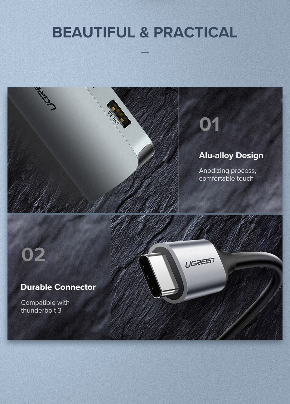 UGREEN – adaptateur HUB USB C 10-en-1, adaptateur HDMI vers USB 3.0, Dock pour MacBook Pro, accessoires USB-C Type C 3.1