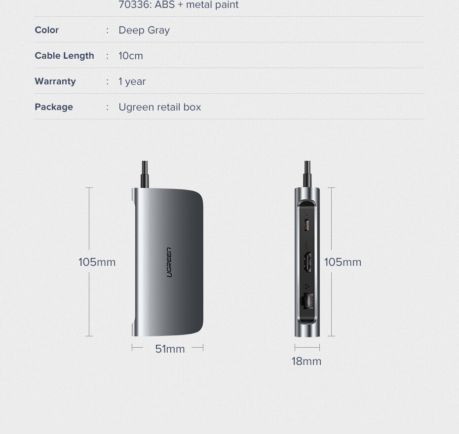 UGREEN – adaptateur HUB USB C 10-en-1, adaptateur HDMI vers USB 3.0, Dock pour MacBook Pro, accessoires USB-C Type C 3.1