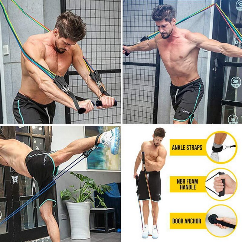 Bandes de résistance élastiques en caoutchouc extensible, 16 pièces/ensemble, 150 lb, en caoutchouc extensible, pour l'entraînement physique, le Yoga Bandes de résistance élastiques en caoutchouc extensible, 16 pièces/ensemble, 150 lb, en caoutchouc extensible, pour l'entraînement physique, le Yoga