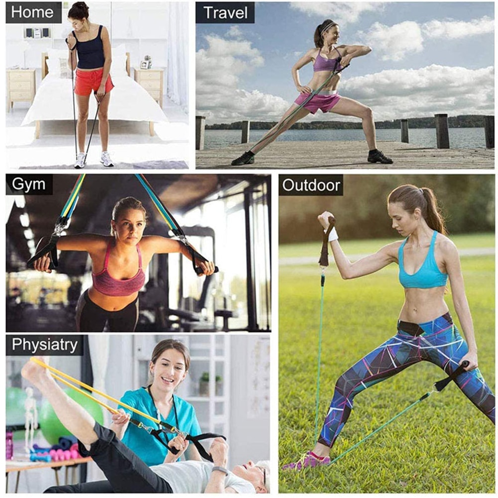 Bandes de résistance élastiques en caoutchouc extensible, 16 pièces/ensemble, 150 lb, en caoutchouc extensible, pour l'entraînement physique, le Yoga Bandes de résistance élastiques en caoutchouc extensible, 16 pièces/ensemble, 150 lb, en caoutchouc extensible, pour l'entraînement physique, le Yoga