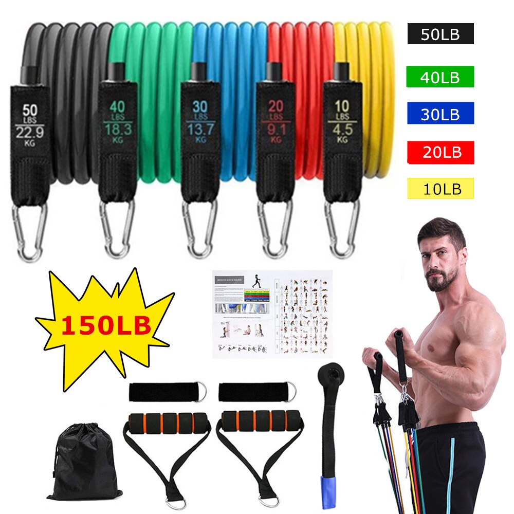 Bandes de résistance élastiques en caoutchouc extensible, 16 pièces/ensemble, 150 lb, en caoutchouc extensible, pour l'entraînement physique, le Yoga Bandes de résistance élastiques en caoutchouc extensible, 16 pièces/ensemble, 150 lb, en caoutchouc extensible, pour l'entraînement physique, le Yoga