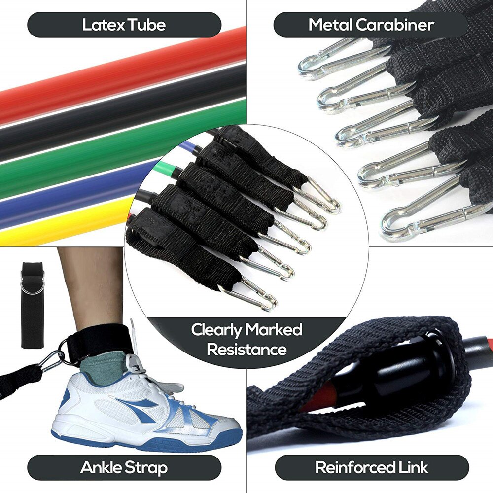 Bandes de résistance élastiques en caoutchouc extensible, 16 pièces/ensemble, 150 lb, en caoutchouc extensible, pour l'entraînement physique, le Yoga Bandes de résistance élastiques en caoutchouc extensible, 16 pièces/ensemble, 150 lb, en caoutchouc extensible, pour l'entraînement physique, le Yoga