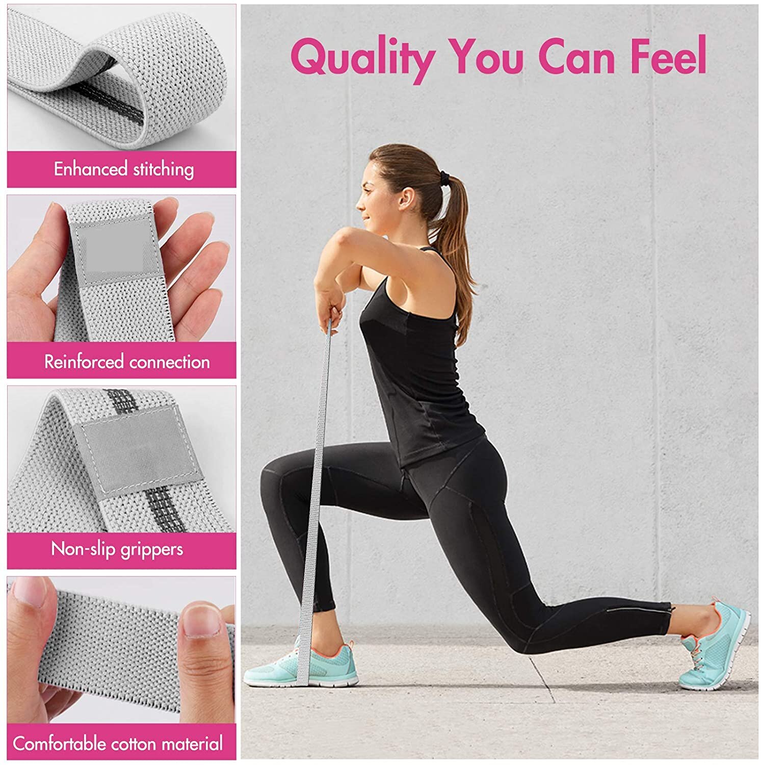 Ensemble de bandes de résistance longues, équipement de gymnastique à domicile pour jambes, fessier, fessier, Squat Ensemble de bandes de résistance longues, équipement de gymnastique à domicile pour jambes, fessier, fessier, Squat