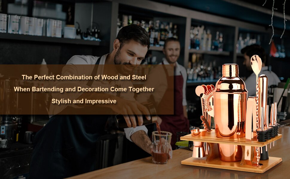 Ensemble de préparation de cocktails, Kit de barman 16 pièces pour mélangeur de vin Martini, outil de bar en acier inoxydable, accessoires de fête de boisson à la maison Ensemble de préparation de cocktails, Kit de barman 16 pièces pour mélangeur de vin Martini, outil de bar en acier inoxydable, accessoires de fête de boisson à la maison