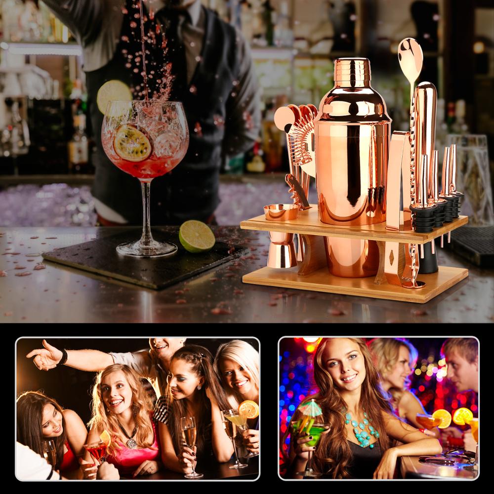 Ensemble de préparation de cocktails, Kit de barman 16 pièces pour mélangeur de vin Martini, outil de bar en acier inoxydable, accessoires de fête de boisson à la maison Ensemble de préparation de cocktails, Kit de barman 16 pièces pour mélangeur de vin Martini, outil de bar en acier inoxydable, accessoires de fête de boisson à la maison