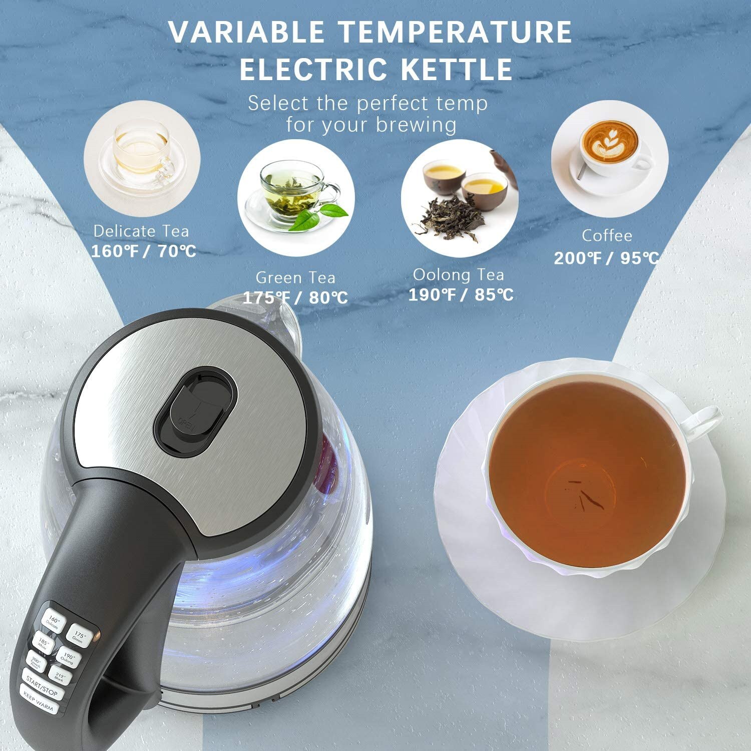 DEVISIB – bouilloire électrique à température Variable, 2,0 l, verre pour le thé et le café, fonction de maintien au chaud, Protection contre l'ébouillonnement, appareils de cuisine DEVISIB – bouilloire électrique à température Variable, 2,0 l, verre pour le thé et le café, fonction de maintien au chaud, Protection contre l'ébouillonnement, appareils de cuisine