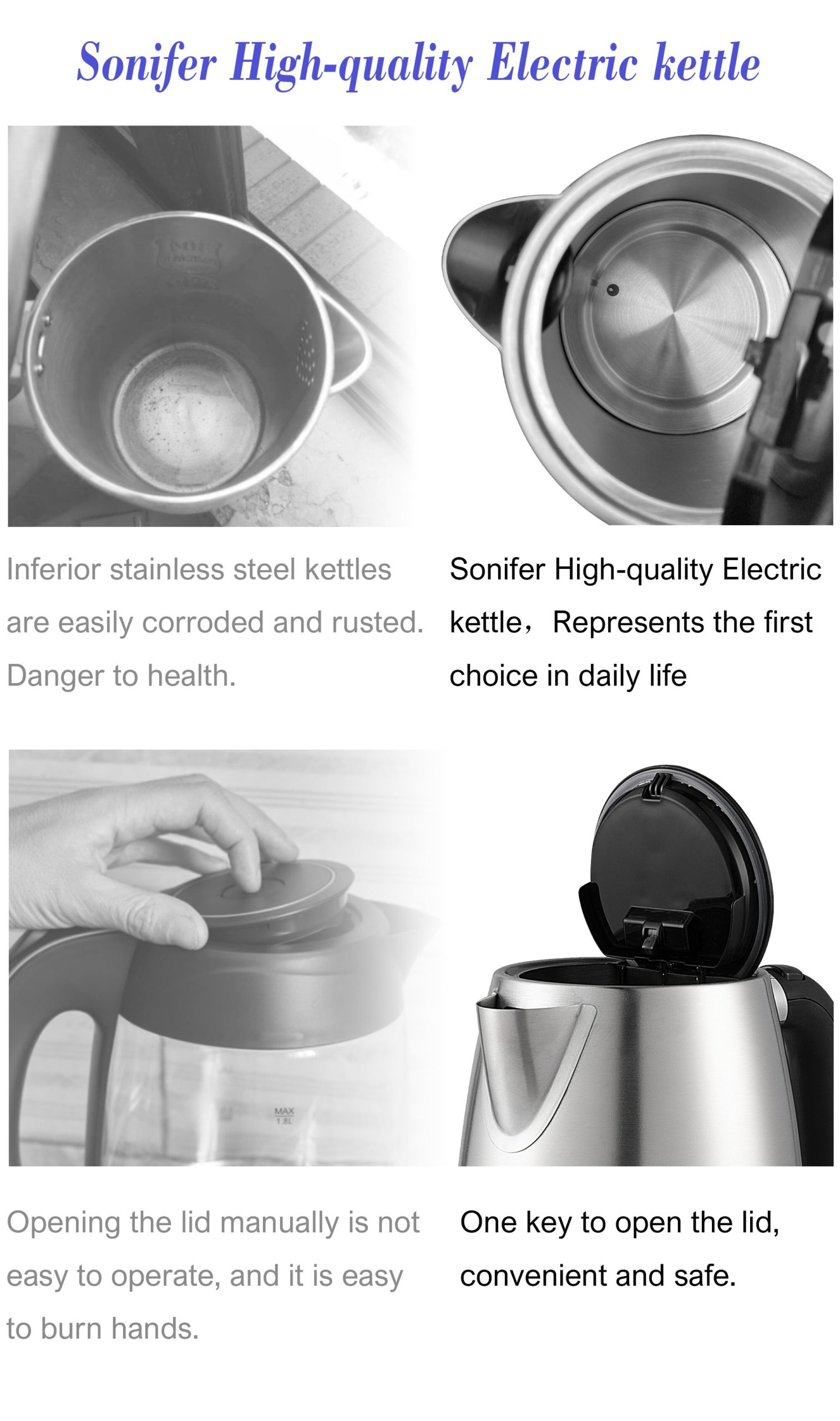 Sonifer – bouilloire électrique pour thé et café, appareil de cuisine intelligent, avec contrôle de la température, fonction de maintien au chaud, 1,7 l Sonifer – bouilloire électrique pour thé et café, appareil de cuisine intelligent, avec contrôle de la température, fonction de maintien au chaud, 1,7 l