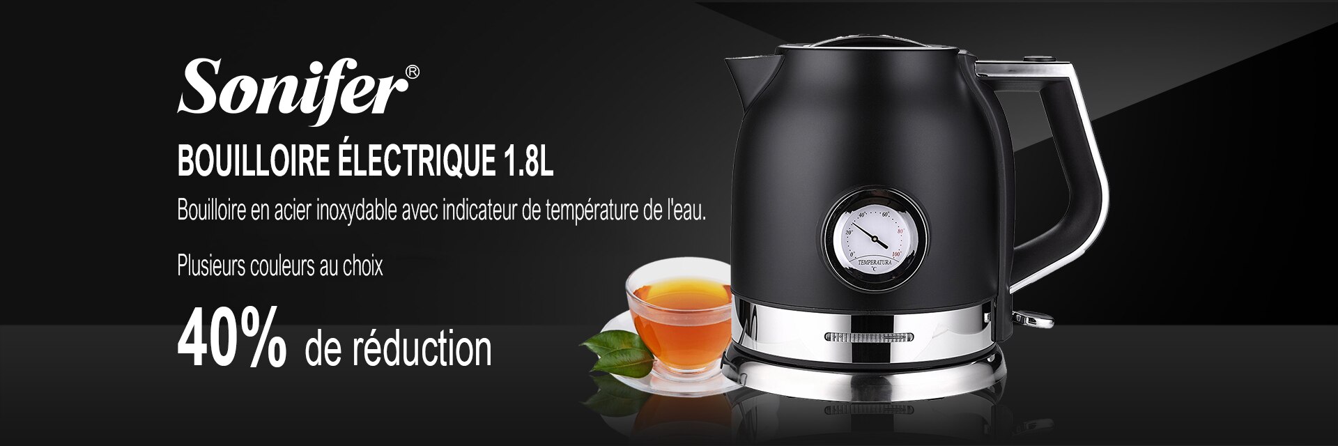 Sonifer – bouilloire électrique pour thé et café, appareil de cuisine intelligent, avec contrôle de la température, fonction de maintien au chaud, 1,7 l