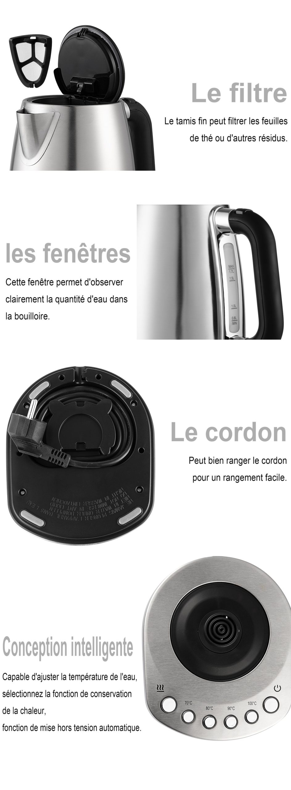 Sonifer – bouilloire électrique pour thé et café, appareil de cuisine intelligent, avec contrôle de la température, fonction de maintien au chaud, 1,7 l Sonifer – bouilloire électrique pour thé et café, appareil de cuisine intelligent, avec contrôle de la température, fonction de maintien au chaud, 1,7 l