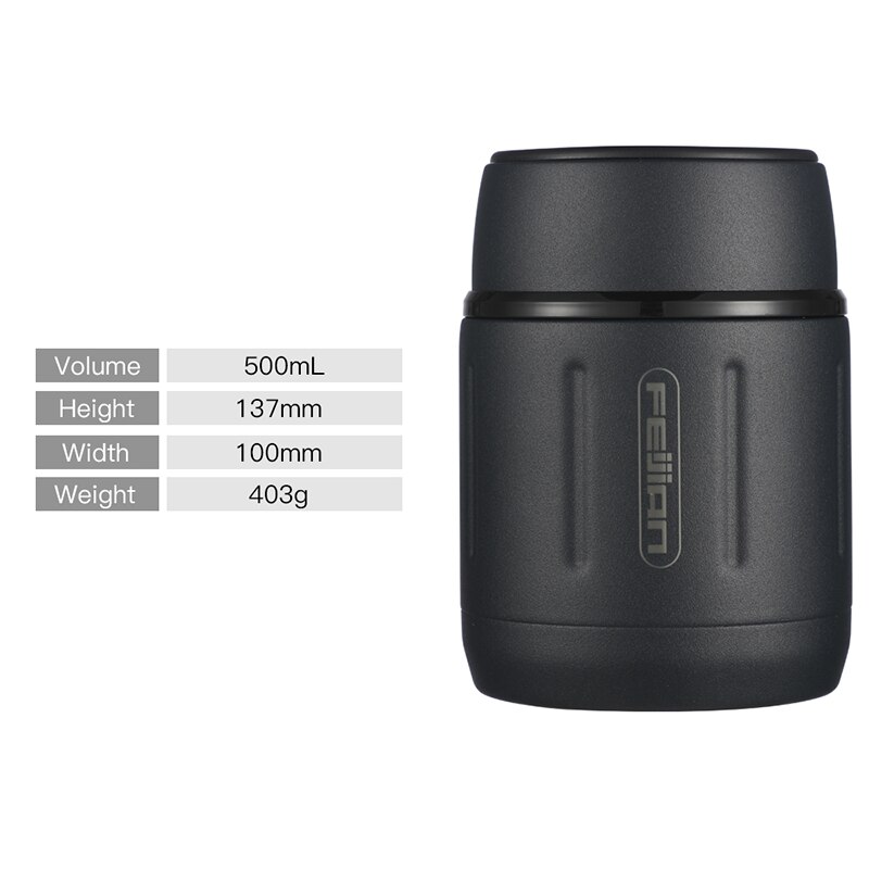 FEIJIAN – Thermos alimentaire 500ML, bocal alimentaire, boîtes Thermos portables, boîte à déjeuner isolée, récipient en acier inoxydable, gobelet sans BPA