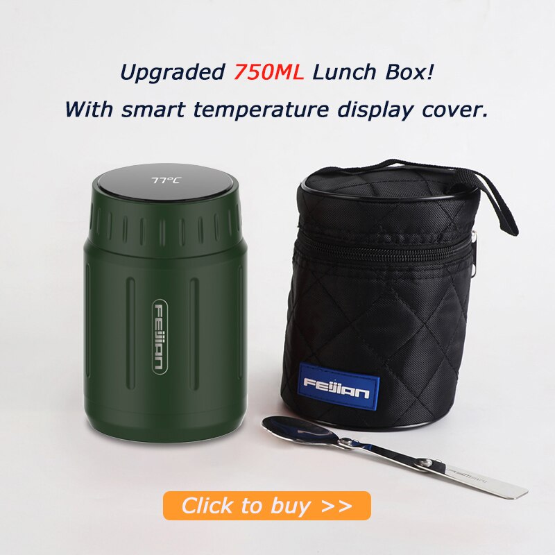 FEIJIAN – Thermos alimentaire 500ML, bocal alimentaire, boîtes Thermos portables, boîte à déjeuner isolée, récipient en acier inoxydable, gobelet sans BPA