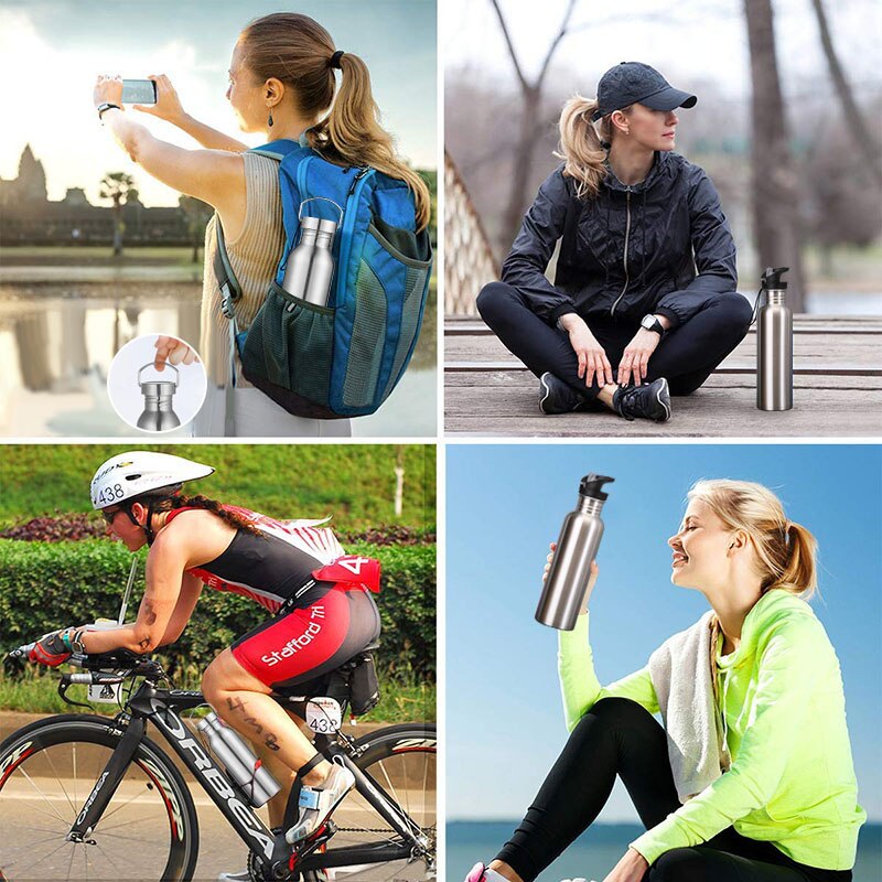 Bouteille d'eau de sport en acier inoxydable 500/750/1000ml, bouteille d'eau froide avec paille à boire, pour la gymnastique, le cyclisme et la randonnée Bouteille d'eau de sport en acier inoxydable 500/750/1000ml, bouteille d'eau froide avec paille à boire, pour la gymnastique, le cyclisme et la randonnée