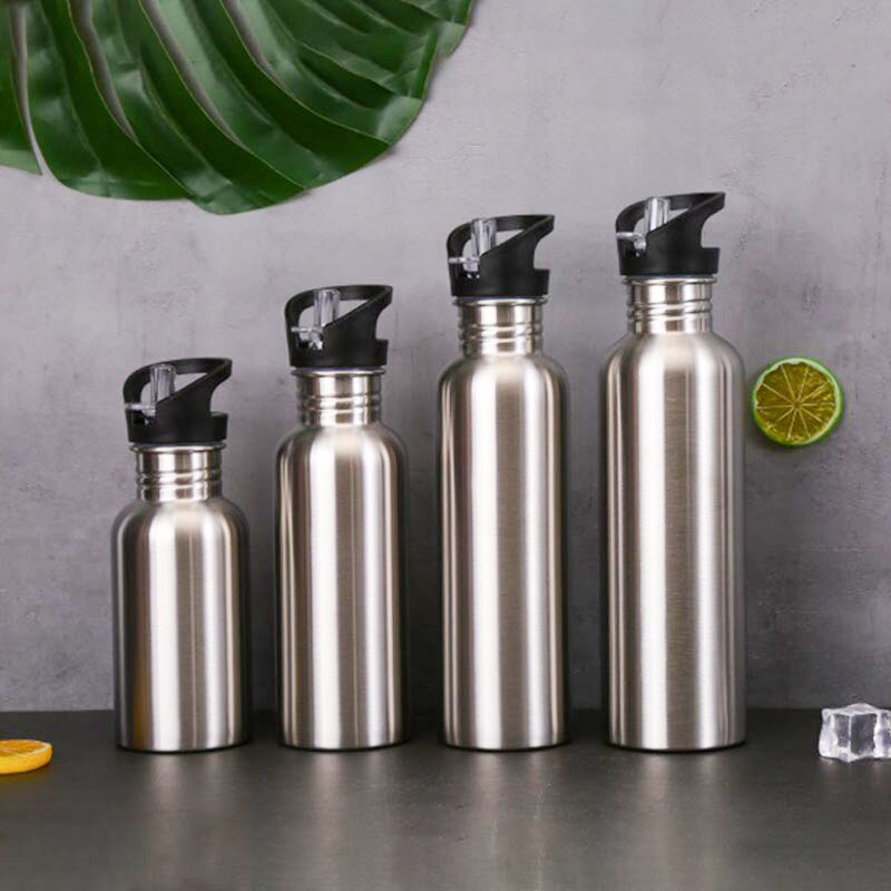Bouteille d'eau de sport en acier inoxydable 500/750/1000ml, bouteille d'eau froide avec paille à boire, pour la gymnastique, le cyclisme et la randonnée Bouteille d'eau de sport en acier inoxydable 500/750/1000ml, bouteille d'eau froide avec paille à boire, pour la gymnastique, le cyclisme et la randonnée