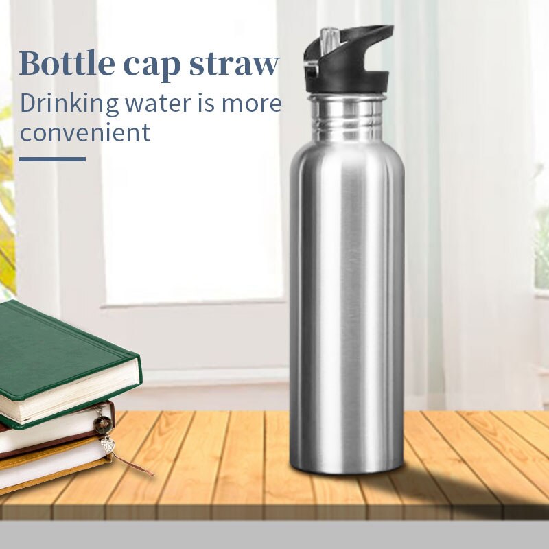 Bouteille d'eau de sport en acier inoxydable 500/750/1000ml, bouteille d'eau froide avec paille à boire, pour la gymnastique, le cyclisme et la randonnée Bouteille d'eau de sport en acier inoxydable 500/750/1000ml, bouteille d'eau froide avec paille à boire, pour la gymnastique, le cyclisme et la randonnée