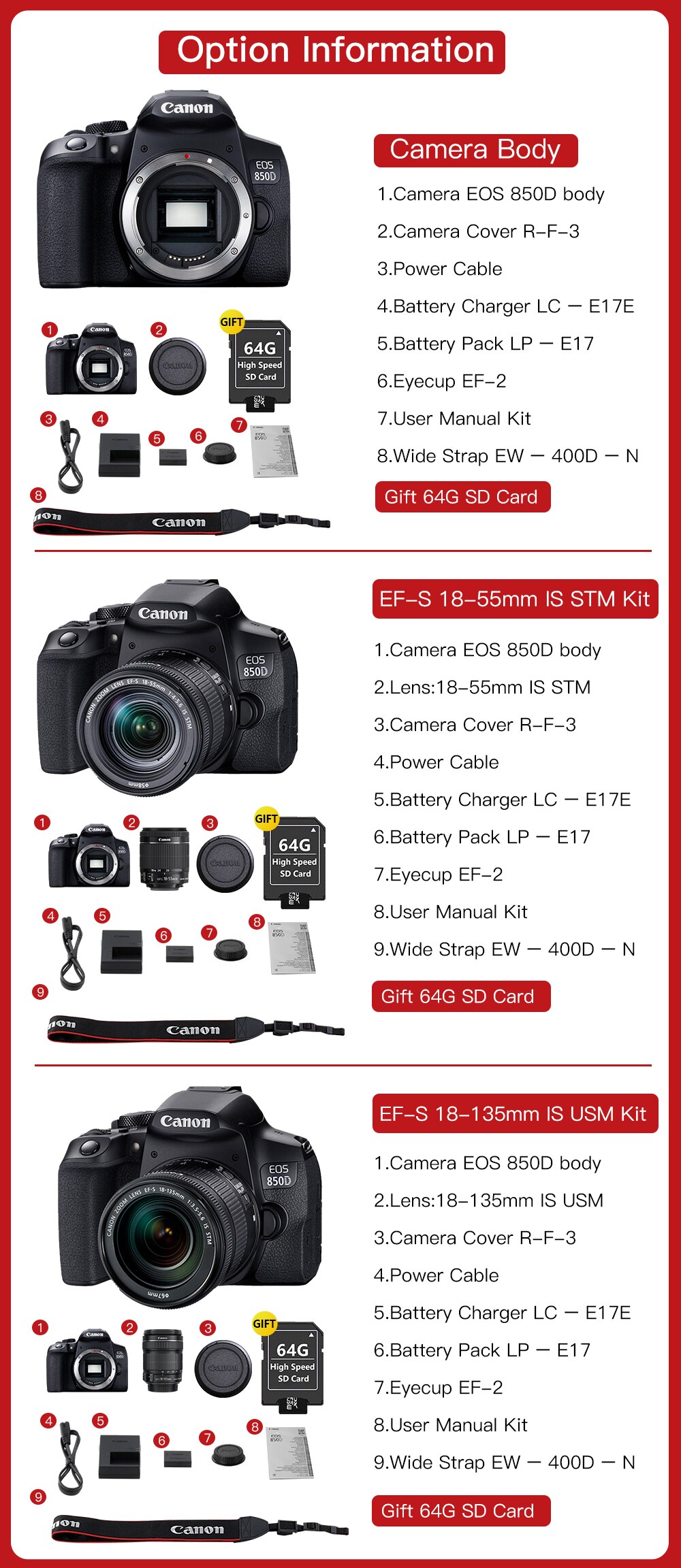 Canon EOS 850D (REBELLES T8i)DSLR CORPS EF-S 18-55mm IS STM / 18-135mm IS USM Lentille Kit NOIR Canon EOS 850D (REBELLES T8i)DSLR CORPS EF-S 18-55mm IS STM / 18-135mm IS USM Lentille Kit NOIR