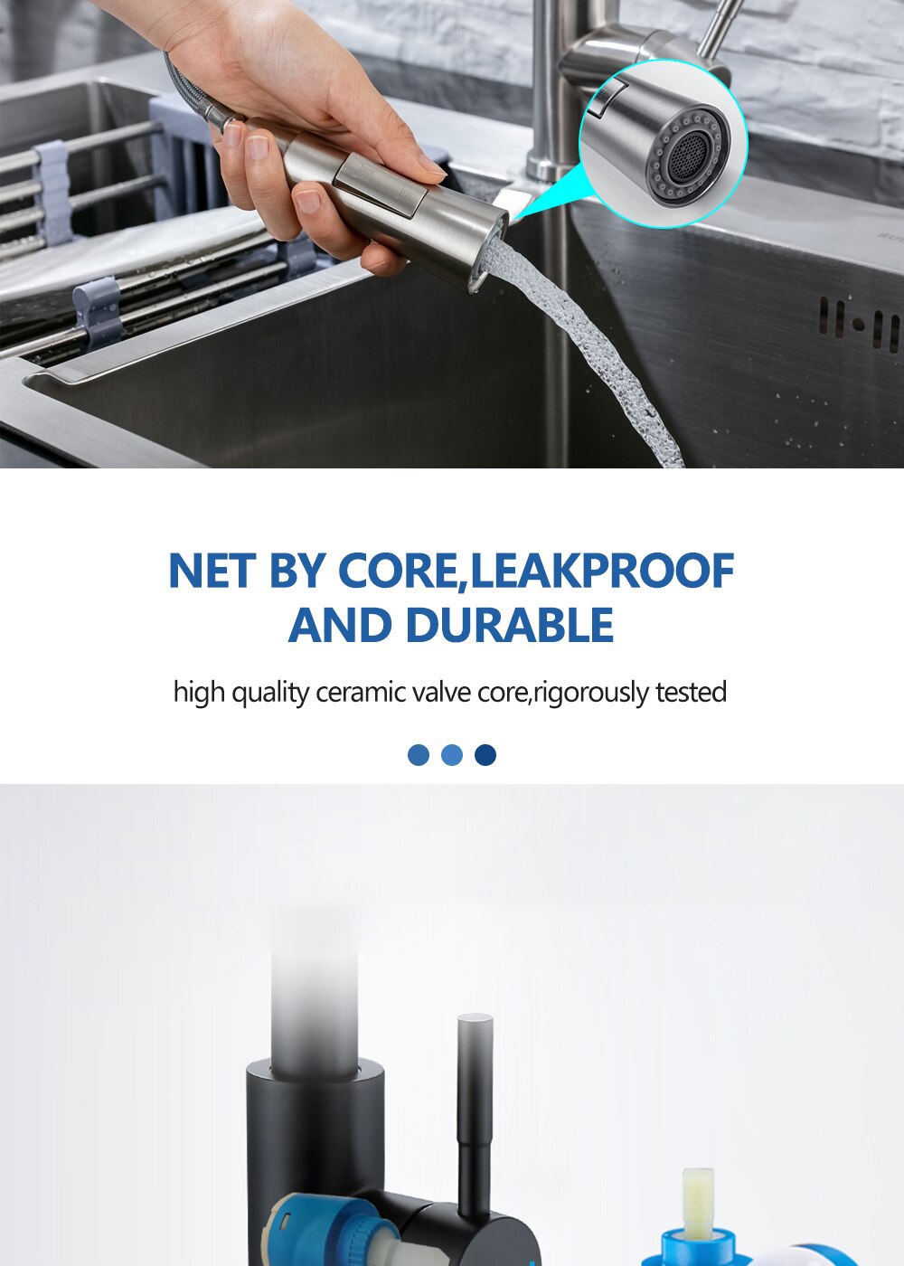 DQOK – robinet de cuisine extractible à capteur de nickel brossé, en acier inoxydable, noir, à Induction intelligente, à commande tactile, pour évier