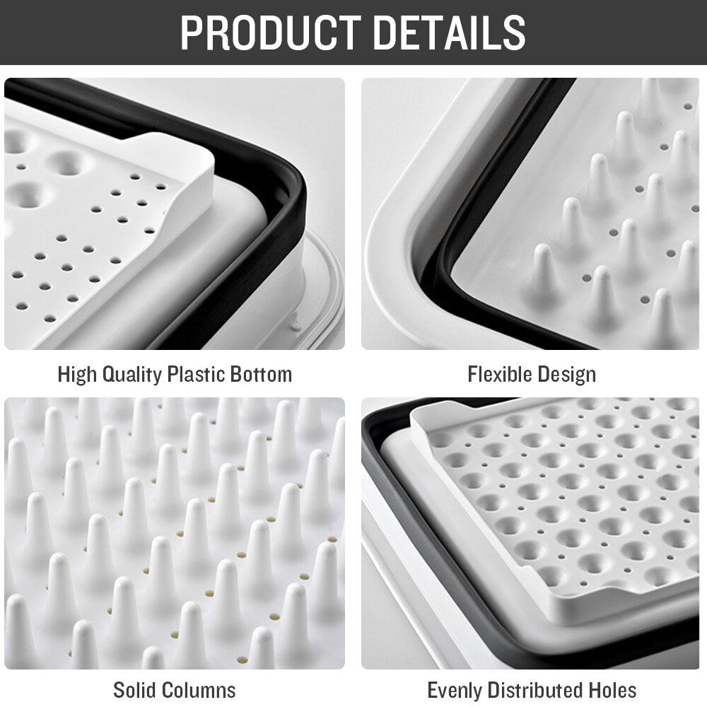 Égouttoir à vaisselle pliable, égouttoir à vaisselle, plateau de vidange, passoire avec égouttoir pour bol, fourchette à vaisselle cuillère rangement de cuisine