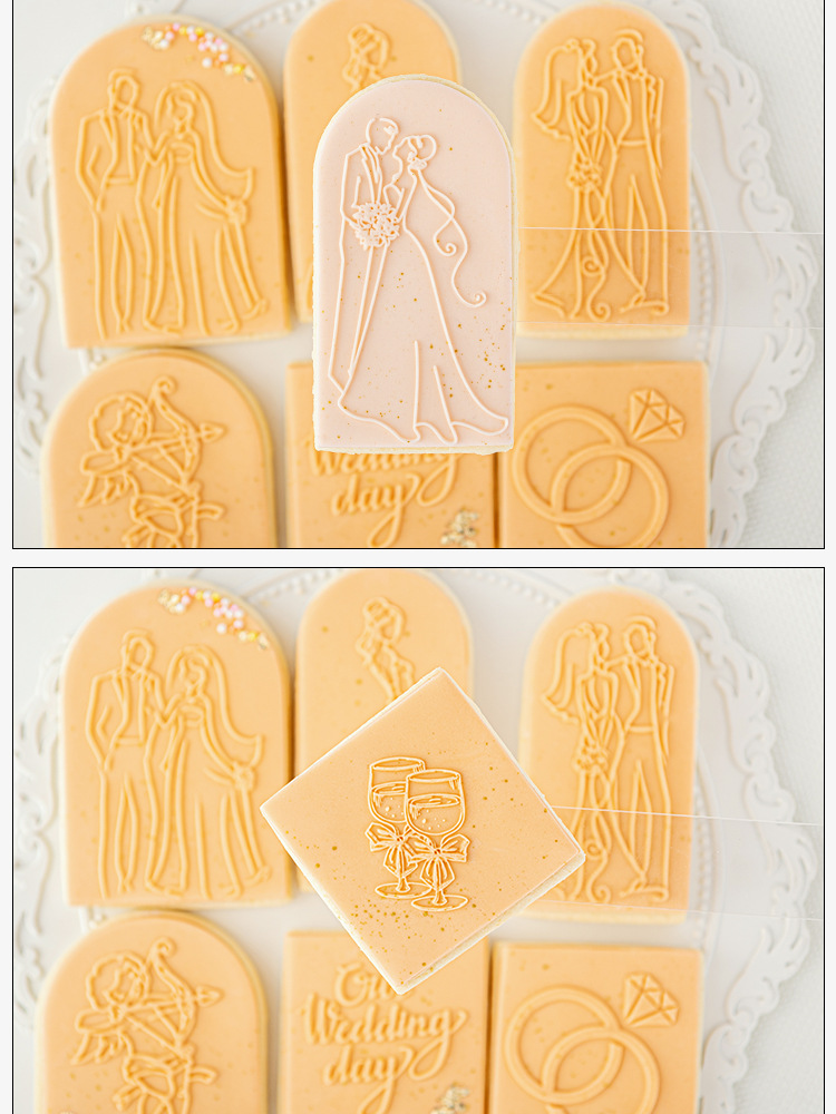 Bague de fiançailles de mariage, presse à biscuits pour marié, gaufreur à timbres, coupe-sucre pour Fondant acrylique, outil artisanal de décoration de gâteaux