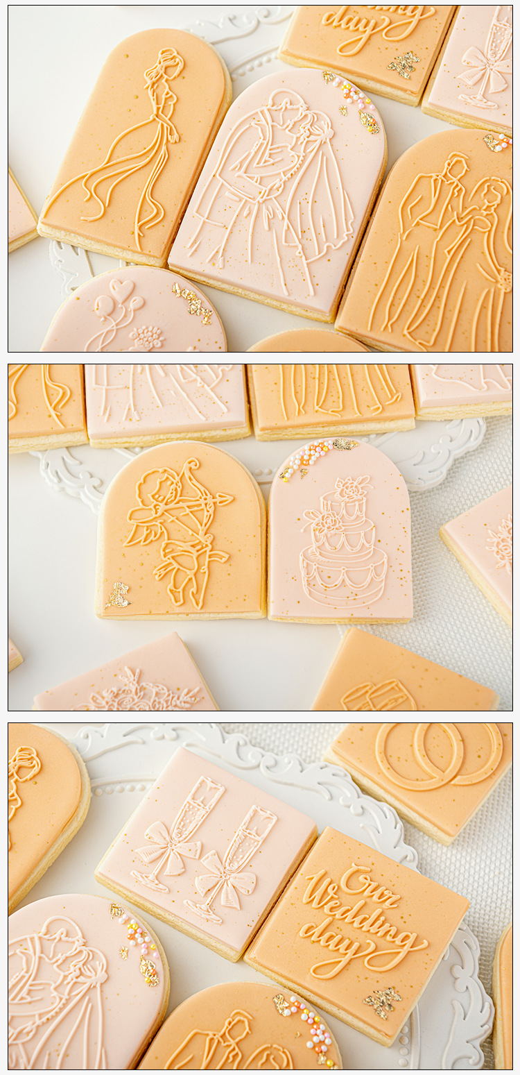 Bague de fiançailles de mariage, presse à biscuits pour marié, gaufreur à timbres, coupe-sucre pour Fondant acrylique, outil artisanal de décoration de gâteaux