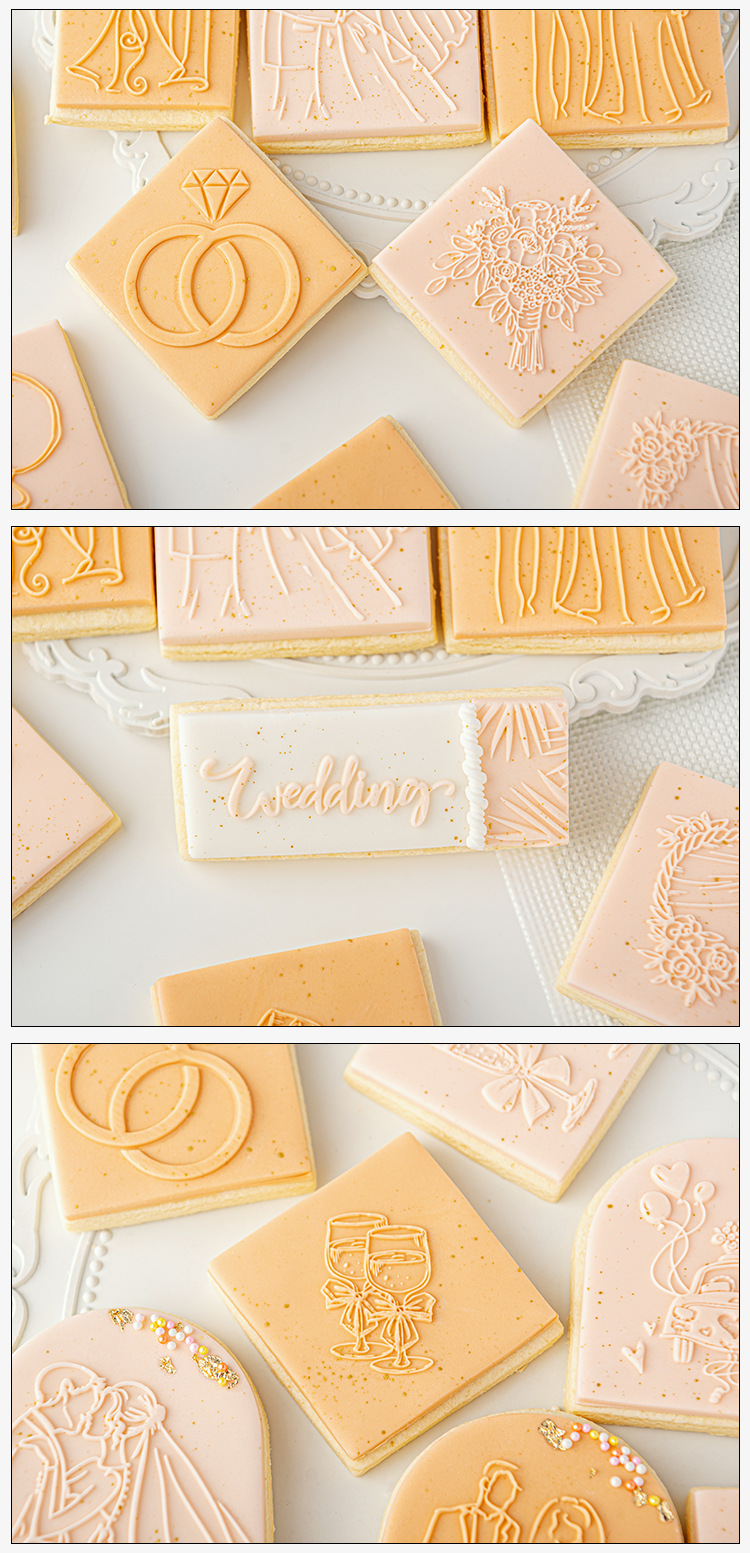 Bague de fiançailles de mariage, presse à biscuits pour marié, gaufreur à timbres, coupe-sucre pour Fondant acrylique, outil artisanal de décoration de gâteaux