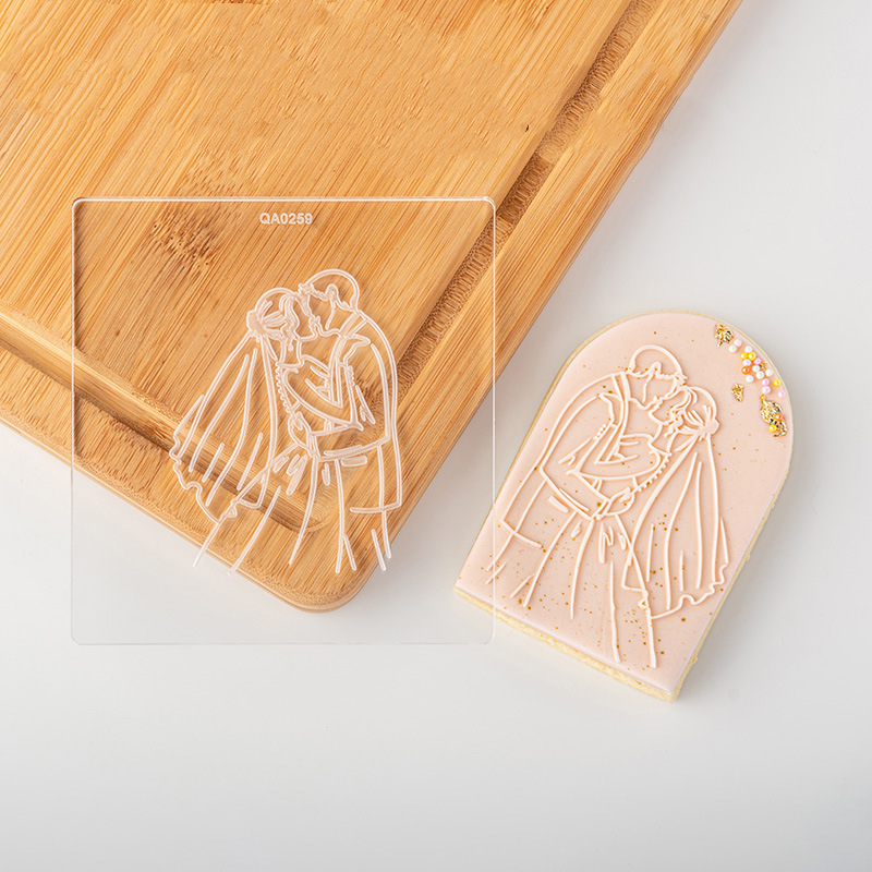 Bague de fiançailles de mariage, presse à biscuits pour marié, gaufreur à timbres, coupe-sucre pour Fondant acrylique, outil artisanal de décoration de gâteaux