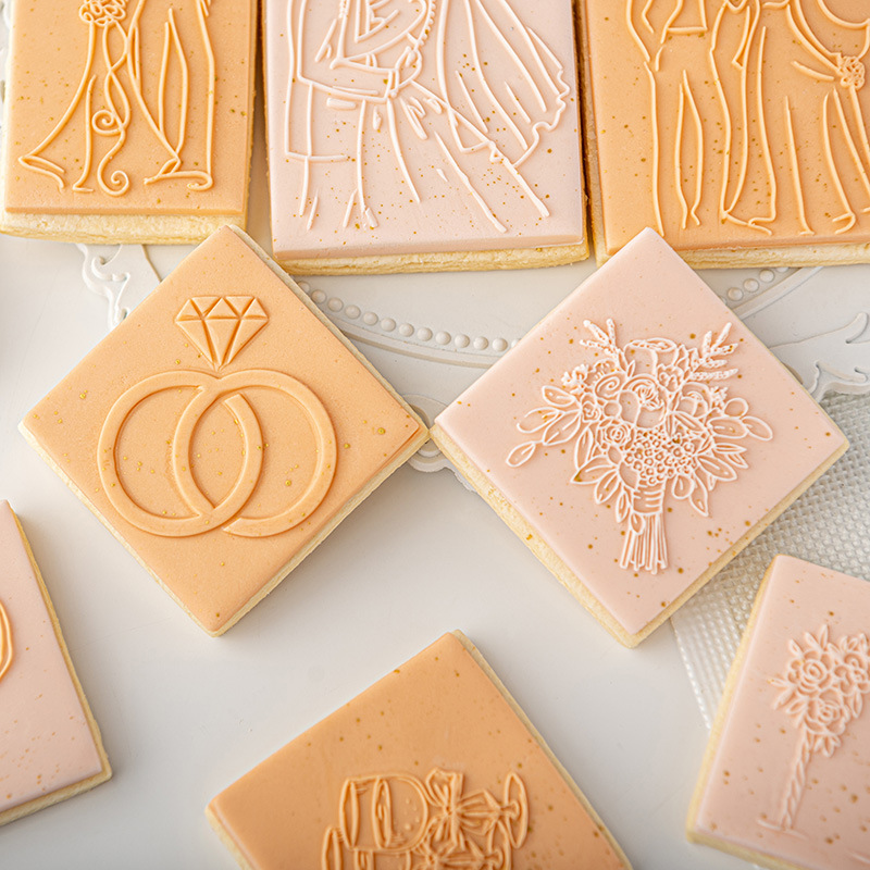 Bague de fiançailles de mariage, presse à biscuits pour marié, gaufreur à timbres, coupe-sucre pour Fondant acrylique, outil artisanal de décoration de gâteaux