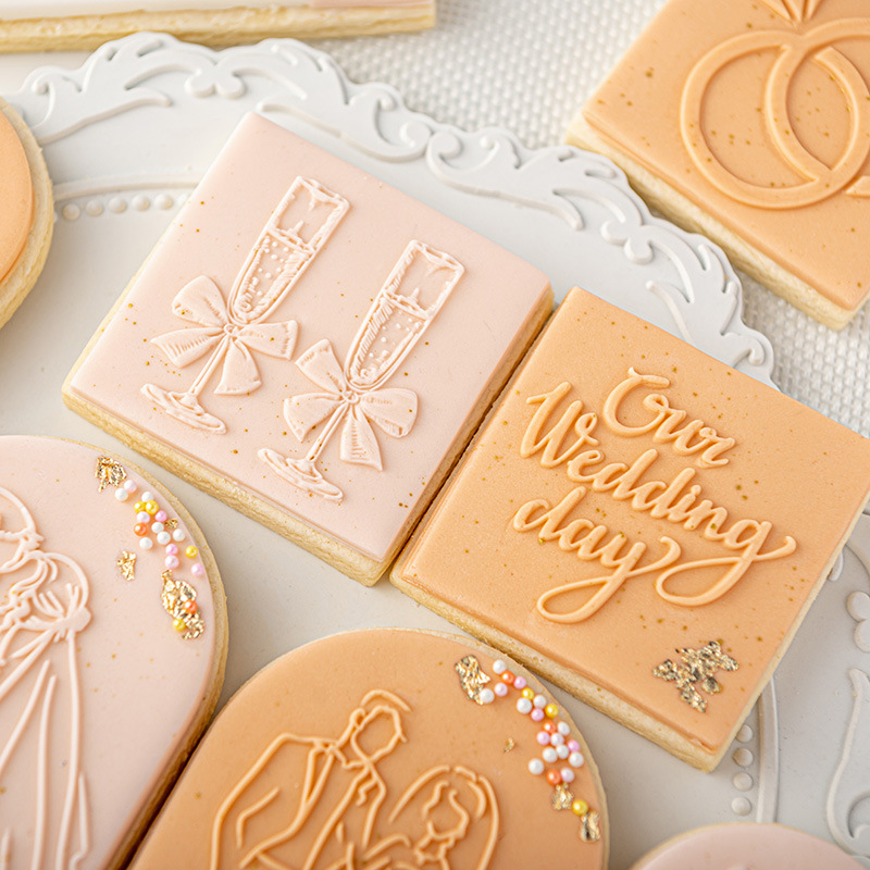 Bague de fiançailles de mariage, presse à biscuits pour marié, gaufreur à timbres, coupe-sucre pour Fondant acrylique, outil artisanal de décoration de gâteaux