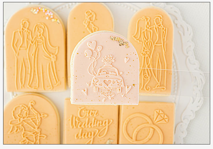 Bague de fiançailles de mariage, presse à biscuits pour marié, gaufreur à timbres, coupe-sucre pour Fondant acrylique, outil artisanal de décoration de gâteaux